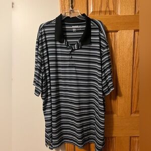 Reebok men’s golf polo, black, white and blue stripe, 5X